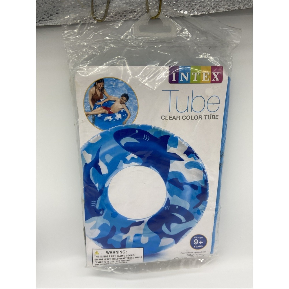 Intex Inflatable Swimming Pool Clear Blue Color Tube Sharks 36" TUBE RING FLOAT